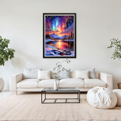 MAXBYE Diamond Art Kits for Adults, Starry Sky Lake Bedazzling Dot Painting for Adults，5D Full Drill Gem Art Painting Kit, Easy DIY Craft for Stress Relief 12x16in - color: ZD051