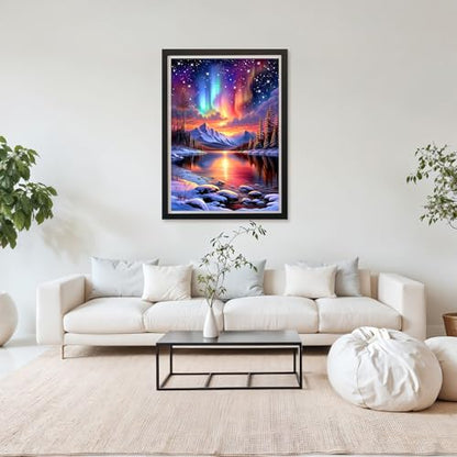 MAXBYE Diamond Art Kits for Adults, Starry Sky Lake Bedazzling Dot Painting for Adults，5D Full Drill Gem Art Painting Kit, Easy DIY Craft for Stress Relief 12x16in - color: ZD051