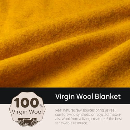 Molithe 100% Wool Blanket, 62" x 48", Warm, Thick, Military, Camping Gear - color: Yellow, size: Medium