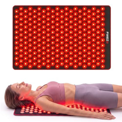 FliKEZE 2-in-1 Acupressure Mat with Red Light Therapy for Body Home Use | FSA&HSA Eligible, 230 LEDs 660nm&850nm Infrared Light with Timer, 4600 Acupressure Points Relaxation for Back, Neck and Sleep