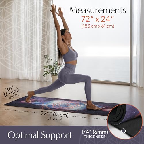 HIGHTOP Yoga Mat with Strap Non-Slip 6mm Thick, Premium Suede & TPE Water Flow Design (72”x24”) Yoga, Hot Yoga, Pilates and Sweaty Workout