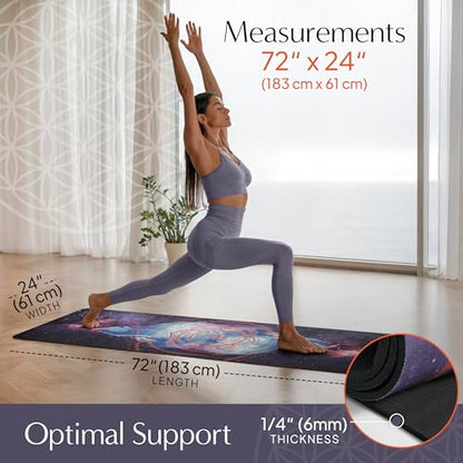 HIGHTOP Yoga Mat with Strap Non-Slip 6mm Thick, Premium Suede & TPE Water Flow Design (72”x24”) Yoga, Hot Yoga, Pilates and Sweaty Workout