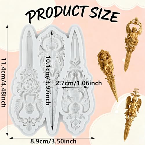 Baroque Holy Sword Polymer Clay Mold Angels Baby Silicone Molds | Jewelry Making Epoxy Resin Casting Air Dry Polymer Clay Craft - color: Style B