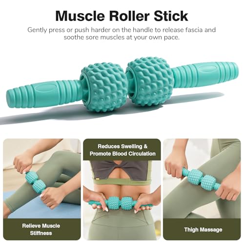 5 in 1 Foam Roller Set for Muscle Recovery & Deep Tissue Massage - color: Green