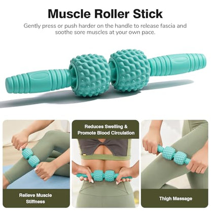 5 in 1 Foam Roller Set for Muscle Recovery & Deep Tissue Massage - color: Green