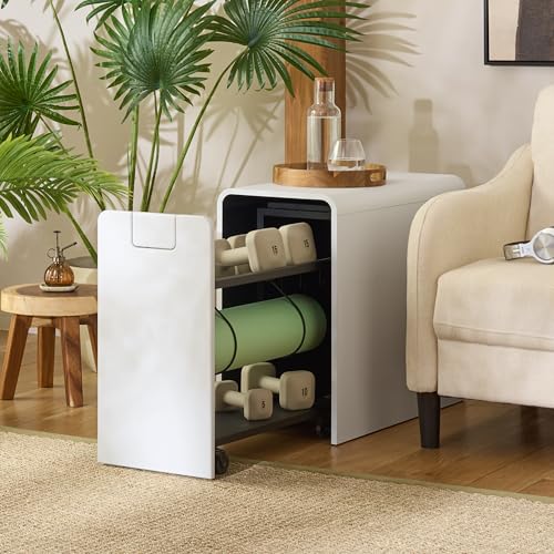 SEI Furniture - Sidekick Sport Equipment Rolling Rack - Transitional Design, White Metal and Wood - Ideal for Bedroom, Living Room (HZ0121) - color: White