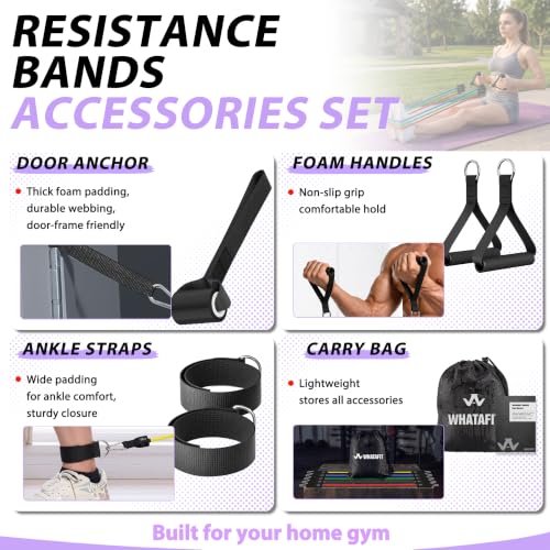 WHATAFIT Resistance Bands with Handles, 5-Level Exercise Bands for Workout - color: Mottled