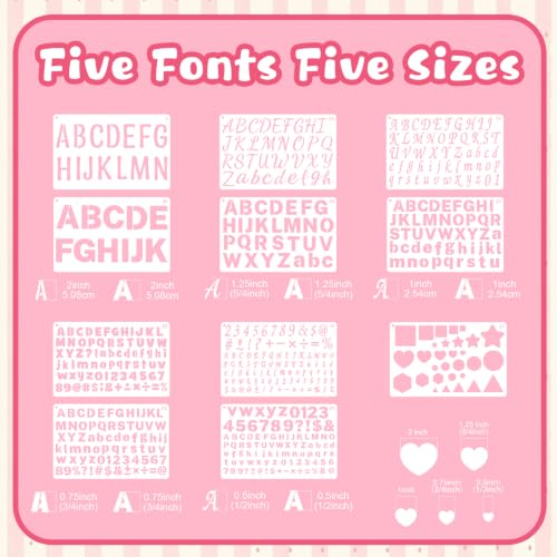 36Pcs Letter Stencils Small Reusable Letter Number Stencils for Painting | 1/2,3/4,1,5/4,2Inch,Alphabet,Geometric Templates,DIY Art Craft Project,Notebook,Scrapbooking, Journal,Wall,Home,Party Decor