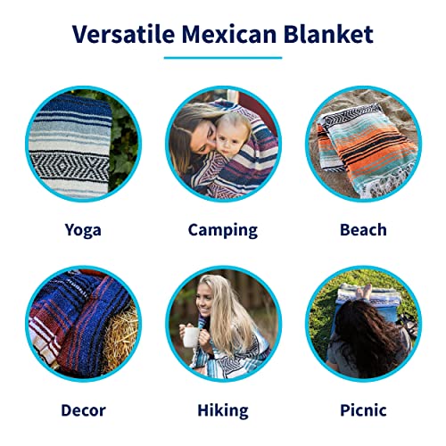 La Montana 6 Pack Heavyweight Solid Mexican Blanket, 74"x50", Charcoal - color: Charcoal