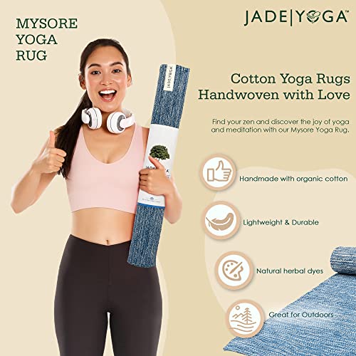 Jade Yoga Organic Cotton Hand Loomed Yoga Mat 72" Indigo - color: Indigo (Blue)
