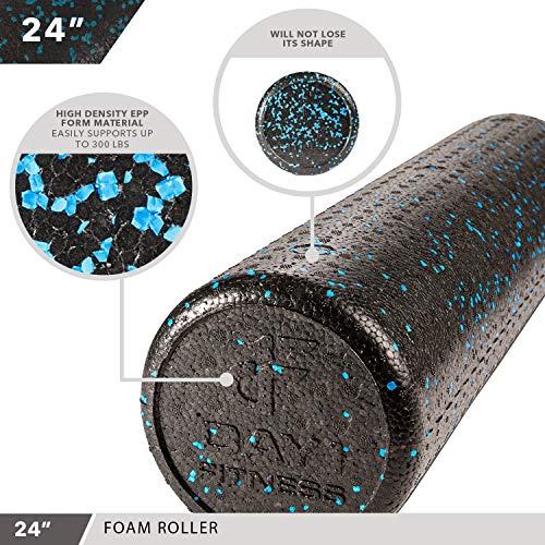 High-Density Foam Roller - color: Blue Speckled, size: 24"