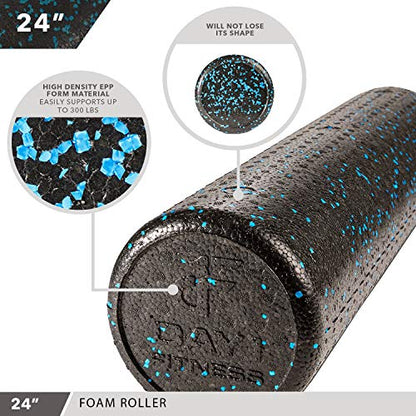 High-Density Foam Roller - color: Blue Speckled, size: 24"