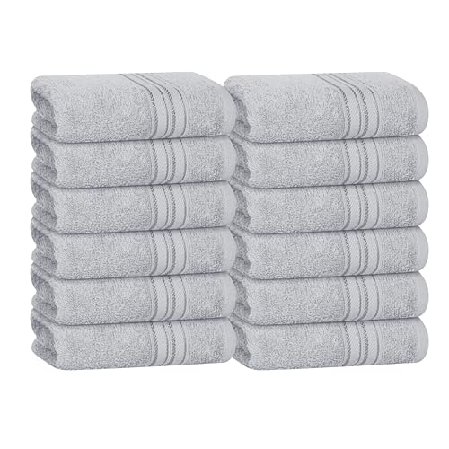 BOUTIQUO Ultra Soft Cotton Washcloths, Contains 12 Piece Face Cloths 12x12 inch, Ideal for Everyday use Face Towels, Compact & Lightweight Multi Purpose Washcloths - Light Grey - color: Ligtht Grey, size: Washcloths - Set of 12