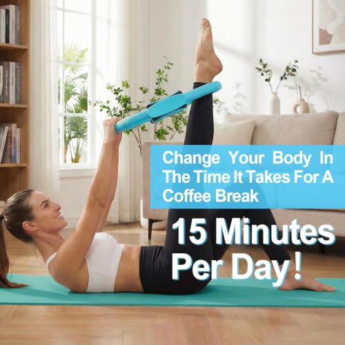 Home Pilates Ring and Ball Set for Women with 5 Resistance Bands 13 inch Magic Circle Workout Starter Kit for Beginners Full Body Toning 15 Min Daily Routine - color: Blue