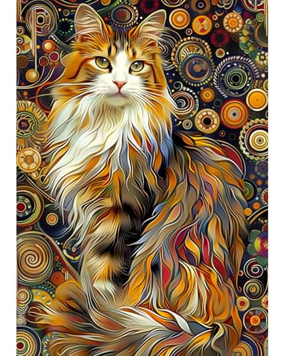 Animal Cat Diamond Art Kits for Adults, Easy Crafts 5D Diamond Painting Dot Kit for Adult Beginners, Animals Cat DIY Round Dots Full Drill Diamonds Paintings Arts for Home Wall Decor Gifts 12X16 Inch - color: C22