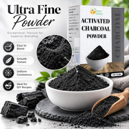 Herbs Botanica Activated Charcoal Powder, Food Grade, 2 oz | Bamboo charcoal powder for baking, soap making, face masks, and DIY skincare.