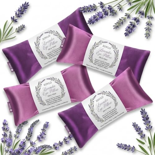 Lavender Eye Pillow for Relaxation, Yoga, Sleeping, Weighted Eye Mask Heated for Headache, Sinus, Dry Eye Relief, Moist Heat Eyes Compress, Meditation Accessories with Aromatherapy, Pack of 6