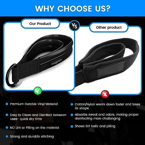 Vinyl Covered Double Loop Straps for Pilates Equipment - D-Ring Padded Fitness Straps for Studio & Home Gym Workouts
