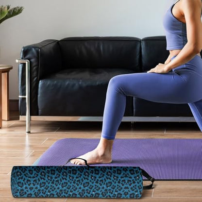 Yoga Mat Bag for Women & Men Full-Zip Yoga Mat Carrier Bag for Class Workout Park with Adjustable Strap - color: Blue Leopard Printed