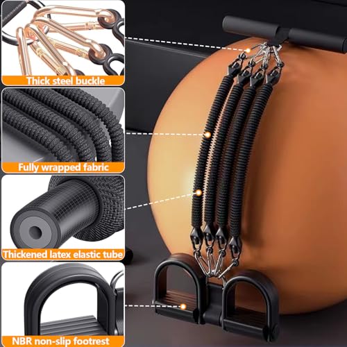 2026 Upgrade Foot Pedal Resistance Band, Adjustable 4-Tube Pedal Ankle Puller Resistance Band with Handle, Multifunction Home Gym Equipment, Stirrup Puller for Men Women for Full Body Exercise - color: Black 4 Tube