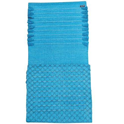 Indian Handmade100 % Organic Anti Skid Multi Colour Cotton Yoga Mat - Eco-Friendly Hand-Woven Rug - Non-Slip & Thick (24”x72”x5mm) for Hot yoga & Everyday Fitness at Home - Comfortable & Foldable Extra-Long Mat - color: Blue