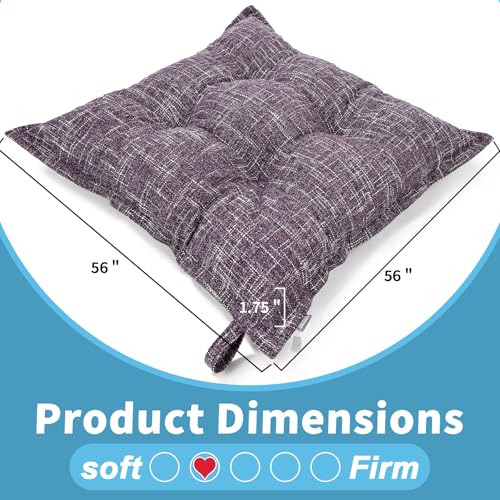 SINSOSSO Large Floor Pillow 22", Thickened Bite-Size Memory Foam Square Non-Slip Cushion for Office Back Support/Indoor Yoga/Chair Seat, Fashionable Color-Blocked Fabric & Washable, Purple, 1 PCS - color: Purple