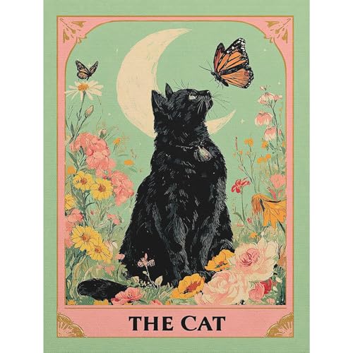 Cat Square Diamond Art Kits for Adults,Flowers Diamond Painting Wall Decor | Diamond Art Kit for Beginners, 5D DIY Full Drill Diamond Painting Gem Art, Home Wall Art Gifts(12x16 inch) - color: DP03967