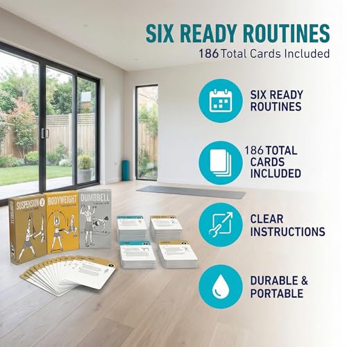Bodyweight & Dumbbell & Suspension2 Workout Cards - 150 Large 5"x3.5" Exercise Cards with 36 Strength Moves, Home & Gym Fitness Cards for Men & Women, Beginner Fitness Guide - color: d. Brown2