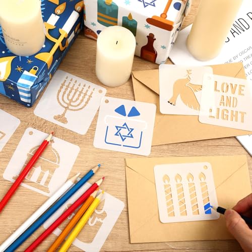 Augshy 56pcs Hanukkah Stencils for Baking Painting, Dreidel Menorah | Chanukah Stencils, for Holiday Crafts, Cupcake Dessert Decoration, Supplies - style: Hanukkah