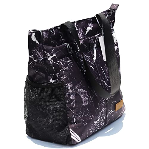 ESVAN Original Floral Tote Bag Large Shoulder Bag with Multi Pockets for Gym Travel Beach Daily Bags - color: C
