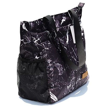 ESVAN Original Floral Tote Bag Large Shoulder Bag with Multi Pockets for Gym Travel Beach Daily Bags - color: C