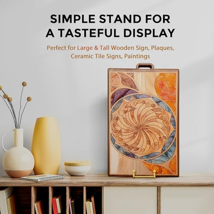 TR-LIFE 14 Inch Gold Metal Plate Stand (2 Pack) - Heavy Duty Display Easel for Large Plates, Frames, Platters and Art - size: 14 Inch