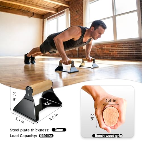 Rocalt Push Up Bars with Wooden Handles, Home Gym Calisthenics Parallettes