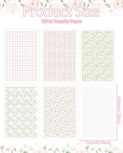 Puocaon Flower Clay Transfer Paper - Pink Green Transfer Sheets for Polymer Clay Earrings Jewlery Flower Design - color: green pink flower