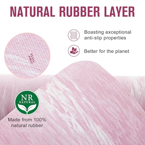 UMINEUX Extra Thick Yoga Mat, 2/5 Inch (10MM), Natural Rubber and TPE Non Slip Yoga Mats with Strap for Women Men, Eco Friendly Exercise Mat for Yoga, Pilates and Home Workout - color: Parfait Pink, size: 72" x 24" x 2/5"