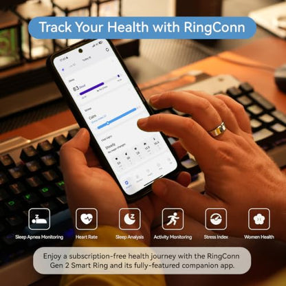 RingConn Gen 2 Smart Ring - Sleep Apnea Monitoring(Silver, Size 9) - color: Future Silver, size: 9