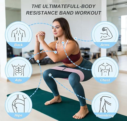Non-Slip Fabric Resistance Bands Set, 3 Levels for Men & Women