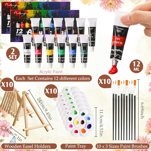 Ctosree 72 Pcs Flower Woman Paint and Sip Kit for Adults 8'' x 10'' Pre Drawn Canvas for Painting DIY Pre Printed Canvas for Party Favor Acrylic Painting Kit Wood Easel Brushes Date Night Bulk - style: Flower Woman