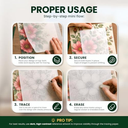 MyArtscape Tracing Paper Pad - 9 x 12 in 150 Sheets 33 lb | Transparent tracing paper for drawing with 33 lb acid free paper for pencils pens markers and ink