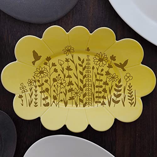 OLYCRAFT 2pcs 8.6x11 Inch Wildflower Silk Screen Printing Stencils Self-Adhesive Silk Screen Stencils Butterfly Bird Screen Stencils Reusable Mesh Transfers for Painting on Wood T-shirts Bags - color: Flowering Shrubs