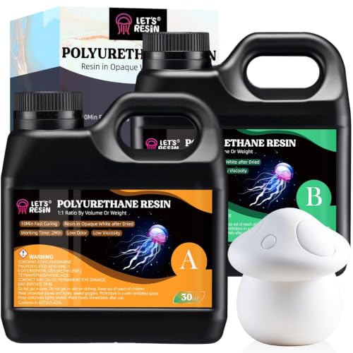 LET'S RESIN Polyurethane Resin, 60oz Fast Cured Resin Within 10 Minutes | 2 Part Casting Resin,Low Viscosity & Low Odor Pourable Liquid Plastic for Casting Models, Prototypes & Resin Craft