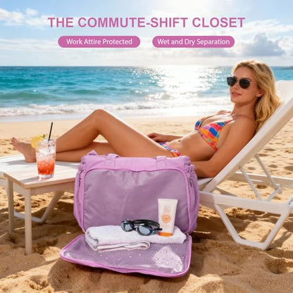 Gosect Women’s Crush Bow Puffer Tote Bag, Water Resistant Laptop Travel Yoga Work Bag - color: Pink