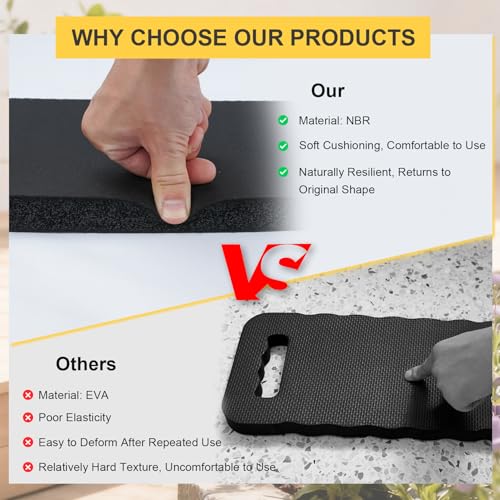 MELOTOUGH Garden Kneeling Pad, 1" Thick Soft NBR Foam Kneeling Pads for Gardening, Cleaning, Work - Lightweight & Comfortable, 15.75"x7.2" (Black) - color: Black