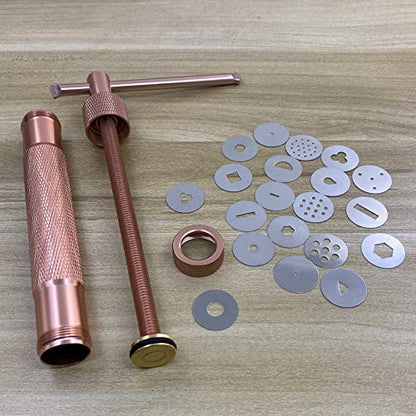 Fondant Extruder with 20 Discs, Sugar Paste Extruder,Clay Extruder, Cake Decor Tool Set - color: Champagne