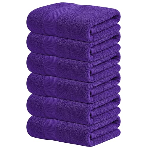Infinitee Xclusives 100% Cotton Hand Towels for Bathroom - Set of 6 | Ultra Soft, Absorbent & Quick-Drying |16x28 inches| Luxury Hand Towel Set |600 GSM| Gym, Shower, Spa & Hotel Use - color: Profound Purple, size: Hand Towels - 6 Pack