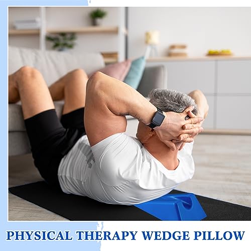 Suzile Mobilization Wedge 7.9 x 4.1 x 2 Inch Triangle Therapy Non Slip Silicone Wedge Pillow Sturdy Support for Relieve Spinal Pain Rehabilitation Tool(Blue) - color: Blue
