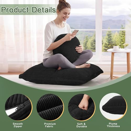 Meditation Cushion, 32x32inch Meditation Floor Pillow for Adults - color: Black