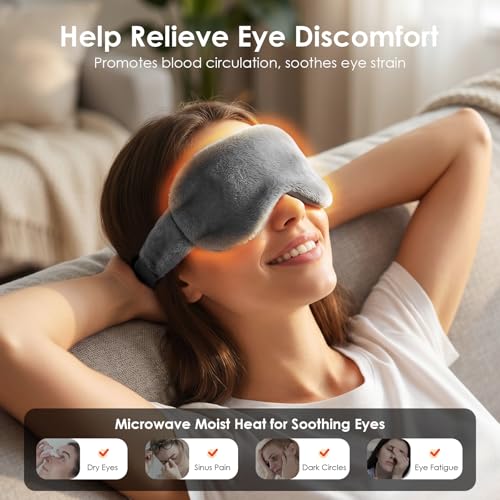 MORLIDEN Heated Eye Mask for Dry Eyes & Stye - Microwavable Warm Compress | For Blepharitis, Chalazion, MGD-Lightweight, No Heavy Pressure-Reusable Moist Heat Mask with Natural Flaxseed(Grey) - color: Steel Grey