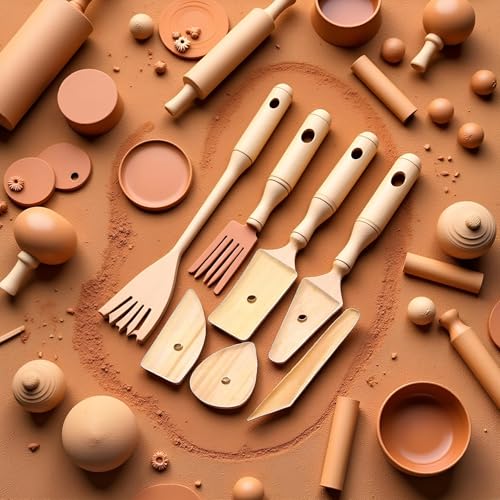 5 Pcs Wooden Pottery Clay Ribs Ceramic Potter Rib Ceramic Clay Sculpting Scrapers Tools Pottery Shaping Trimming Tools Ceramic Pottery Tools