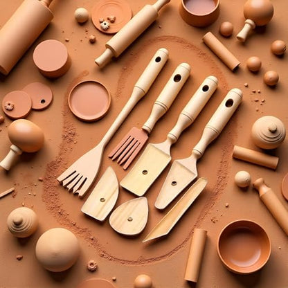 5 Pcs Wooden Pottery Clay Ribs Ceramic Potter Rib Ceramic Clay Sculpting Scrapers Tools Pottery Shaping Trimming Tools Ceramic Pottery Tools